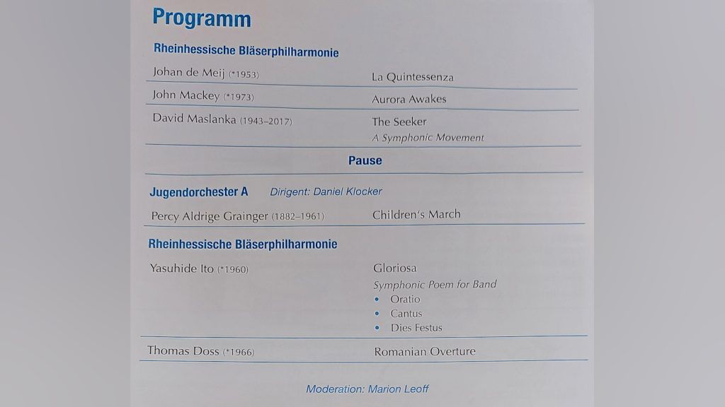 Rheinhessische Bläserphilharmonie - Programm